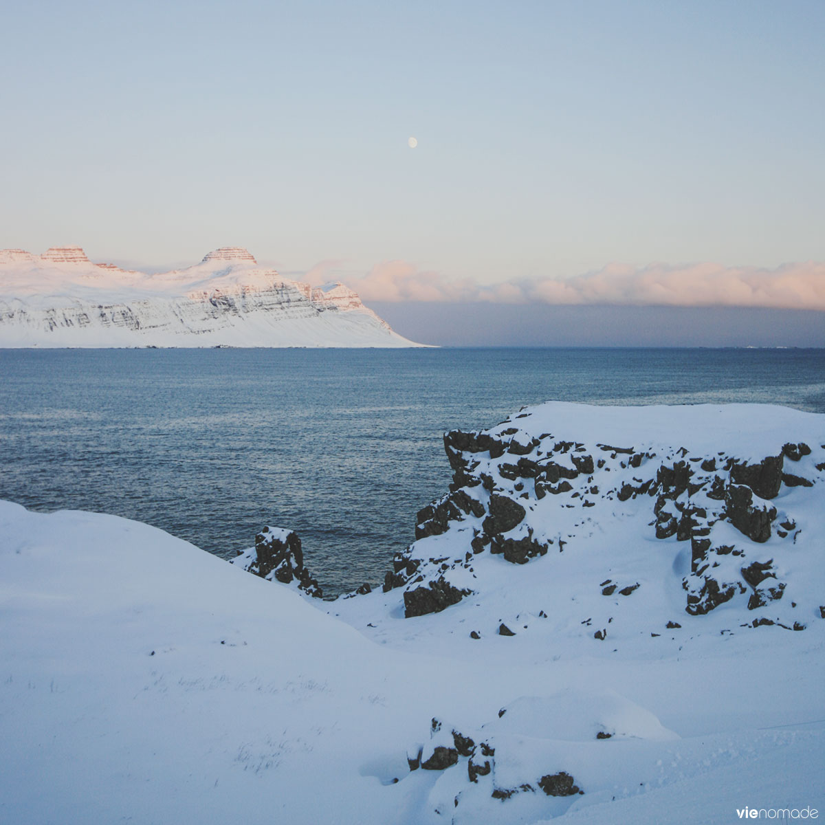 Fjords de l'est en Islande, en hiver