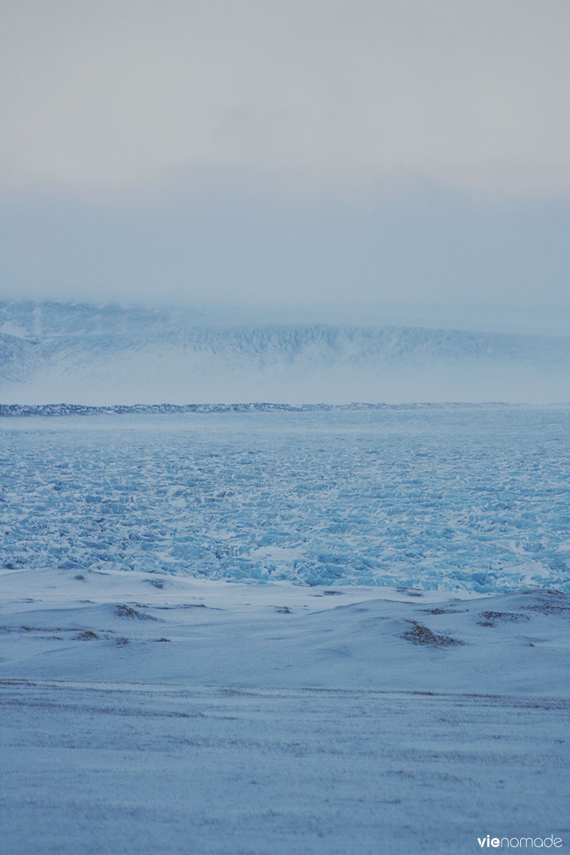 Islande: glacier Vatnajokull en hiver