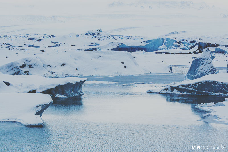 Islande: glacier Vatnajokull en hiver