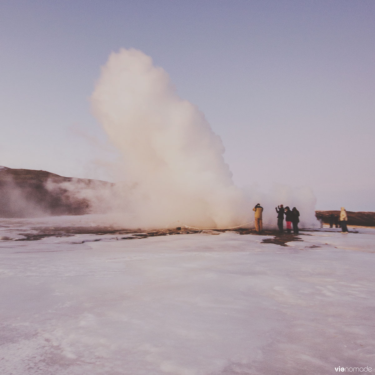 Geysir, le geyser en Islande, en hiver