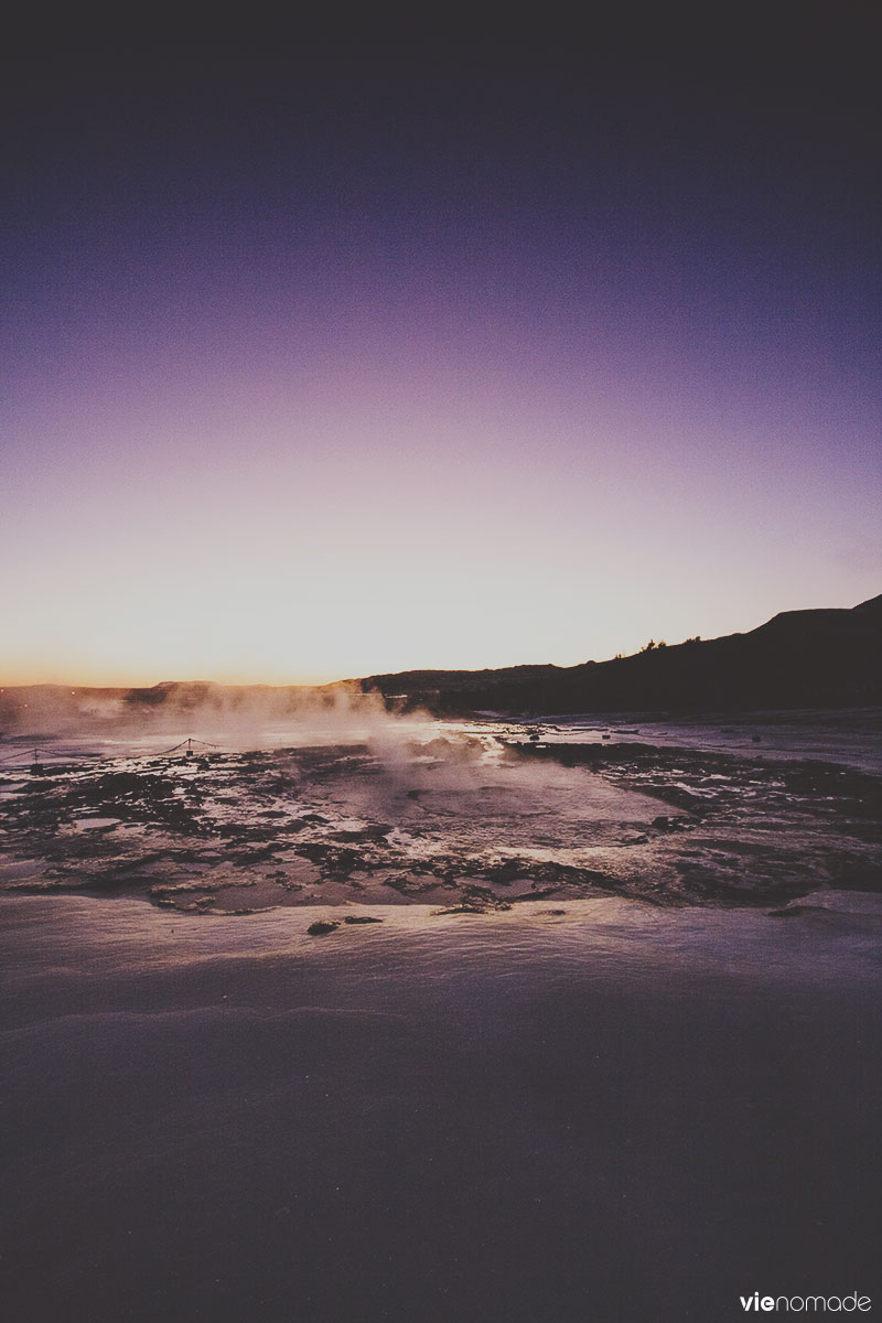 Geysir, le geyser en Islande, en hiver