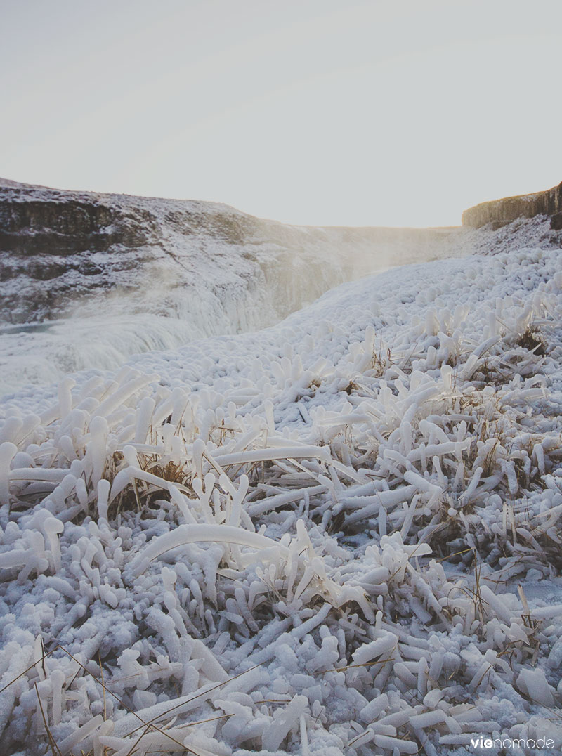 Gullfoss en hiver, chute d'eau en Islande