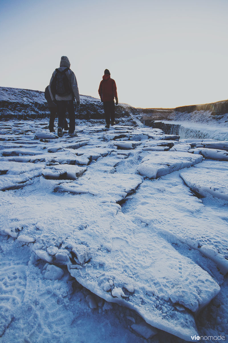 Gullfoss en hiver, chute d'eau en Islande