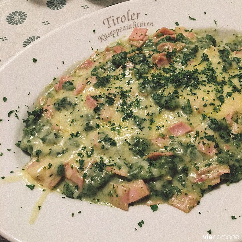 Délicieux kaesespaetzle au Sattlerwirt, Kufstein