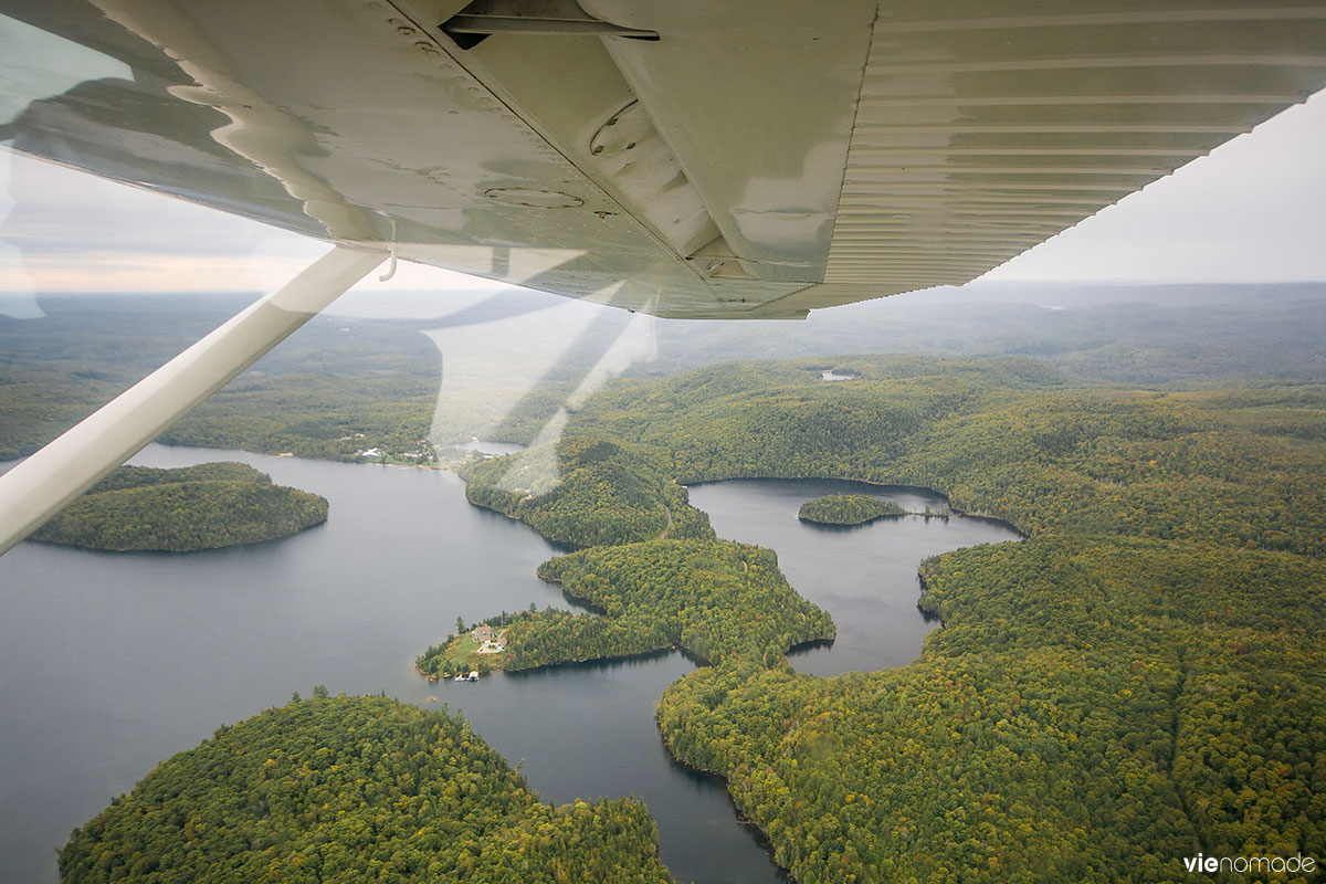 Vol en hydravion au Québec, à Sacacomie