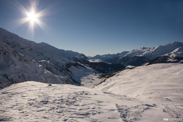 Piste de moto-neige à Madesimo dans les Alpes italiennes