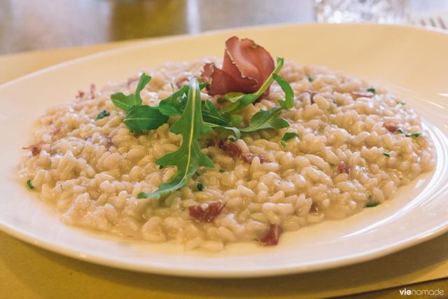 Manger à Chiavenna, au restaurant Mastai: un risotto à la bresaola