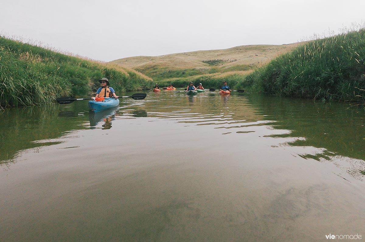 Kayak sur la rivière Frenchman, Saskatchewan